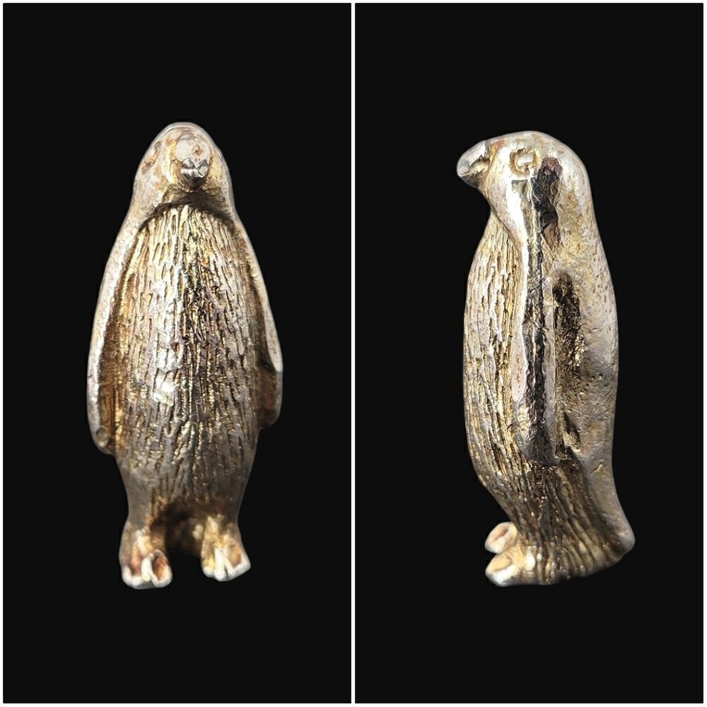 Penguin Metal Figurine Vintage Very Heavy 1.5" Game Piece  Miniature Collectible